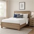 Benjara Contemporary Queen Bed- Rustic Wood Panel Headboard- Natural Brown