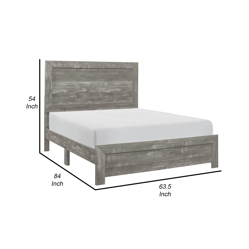 Benjara Adia Modern Queen Bed- Panel Headboard & Footboard- Textured Gray Veneer