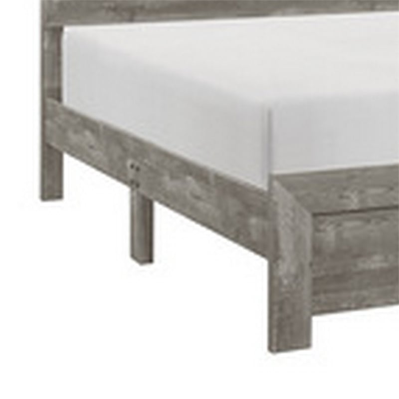 Benjara Adia Modern Queen Bed- Panel Headboard & Footboard- Textured Gray Veneer