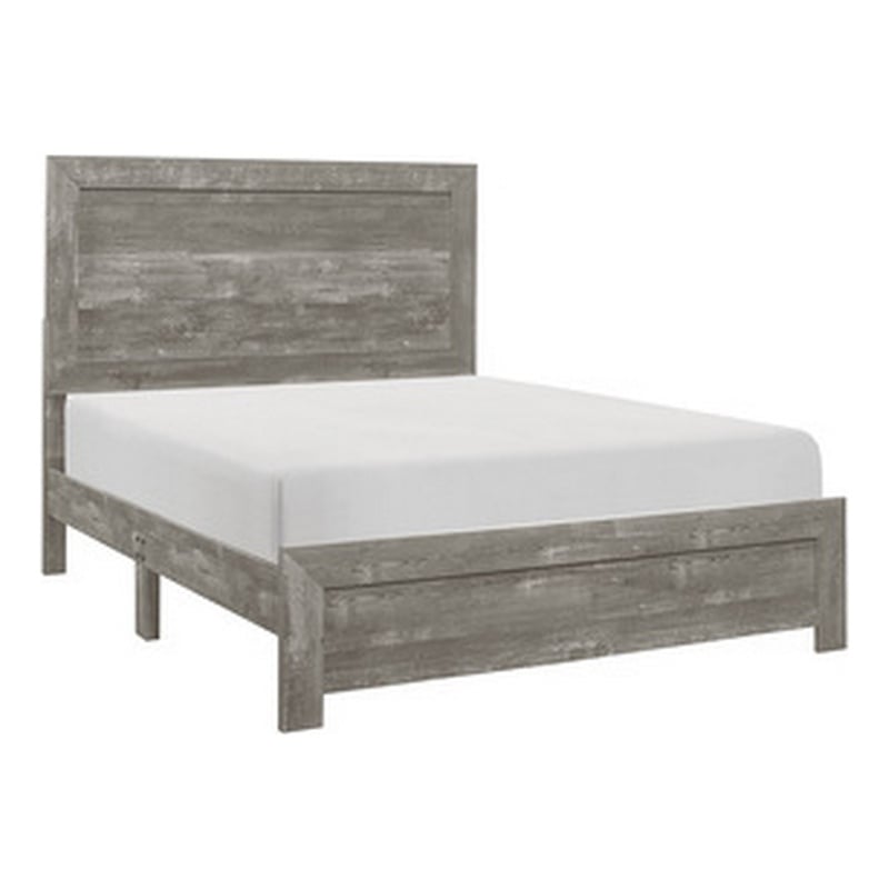 Benjara Adia Modern Queen Bed- Panel Headboard & Footboard- Textured Gray Veneer