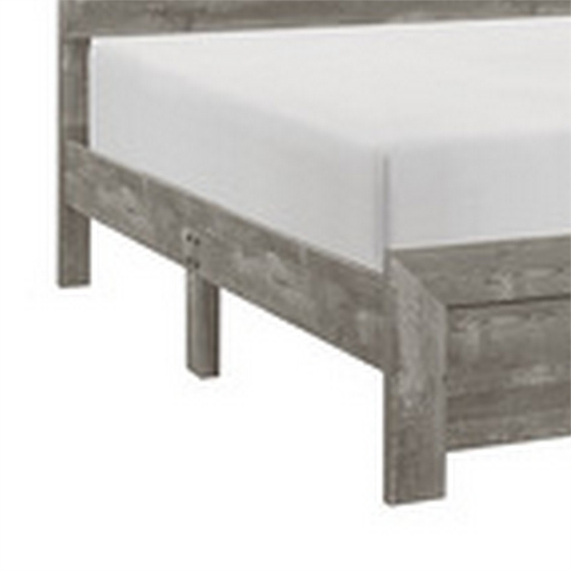 Benjara Adia Modern Queen Bed- Panel Headboard & Footboard- Textured Gray Veneer