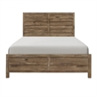 Benjara Zane Transitional Queen Bed- Wood Plank Design- Weathered Pine Veneer