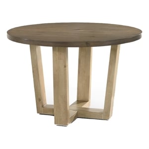 Benjara Tani 47&quot Round Dining Table- Vintage Walnut Brown Top- Criss Cross Base