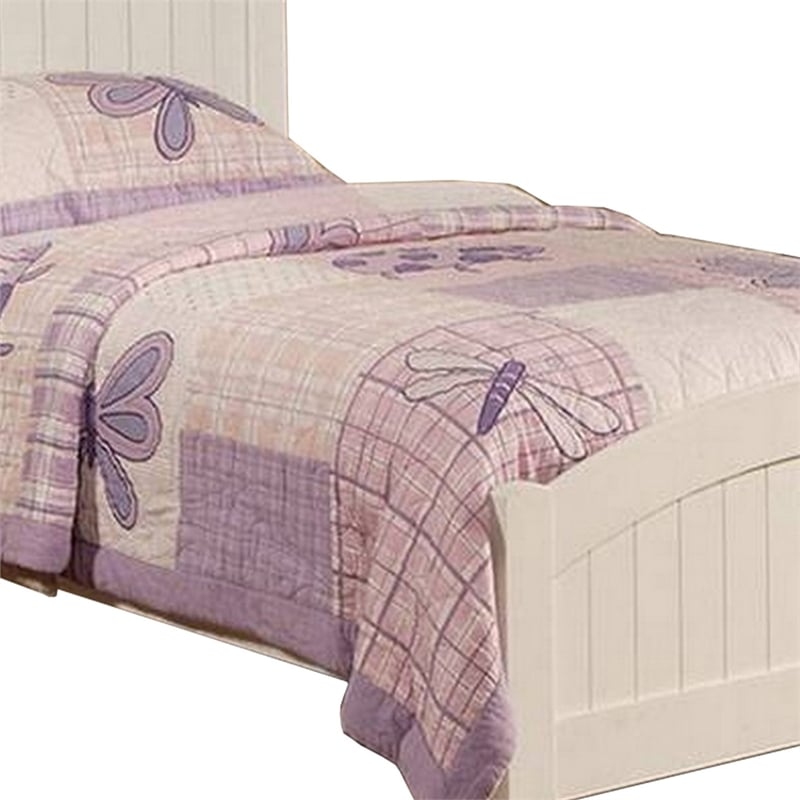Benjara Shov Full Size Bed- Arched Headboard- Classic White Wood Construction