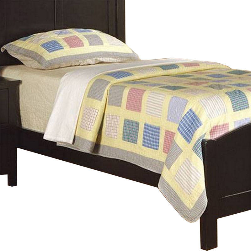 Benjara Pika Full Size Bed- Arched Headboard and Footboard- Jet Black Wood Frame