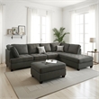 Benjara Roda 2 Piece L Shape Sectional Sofa with Reversible Chaise- Black Fabric