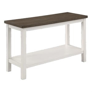 Benjara Mon 48&quot Sofa Console Table- Open Shelf- Brown Surface- White Frame