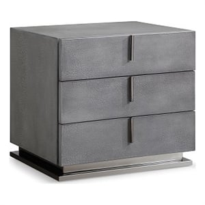 Benjara Cid Jely 24&quot Nightstand- 3 Drawers- Crackled Lacquer Texture- Gray