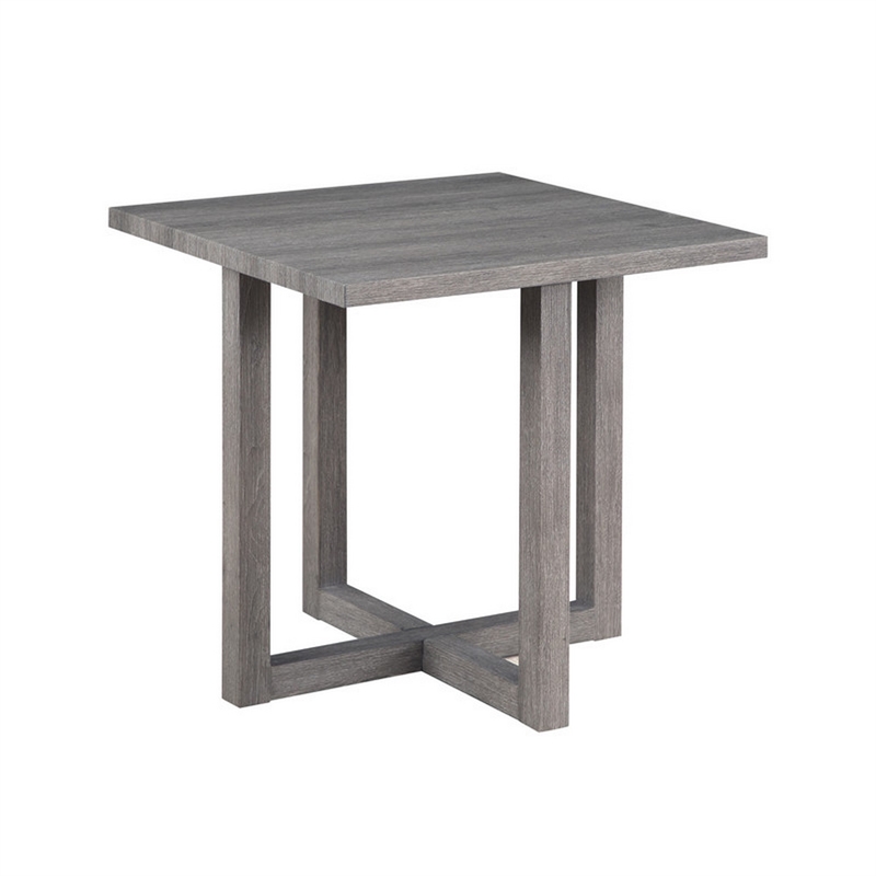 Benjara Mizo 6 PC Coffee Table Set- 1 End Table- Nesting Ottomans- Smooth Gray