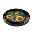 Benjara 2 Piece Modern Decorative Trays- Round Plastic Frame- Sunflower Motifs