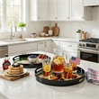 Benjara 2 Piece Modern Decorative Trays- Round Plastic Frame- Sunflower Motifs