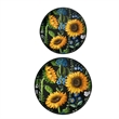 Benjara 2 Piece Modern Decorative Trays- Round Plastic Frame- Sunflower Motifs