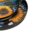 Benjara 2 Piece Modern Decorative Trays- Round Plastic Frame- Sunflower Motifs