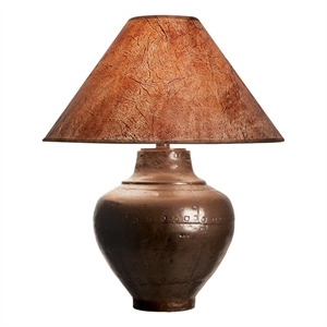 Benjara Rozy 25&quot Table Lamp- Urn Shaped Base- Empire Shade- Dark Brown Finish