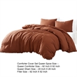 Benjara Edge 4 Piece Queen Size Duvet Comforter Set- Washed Linen- Rust Orange