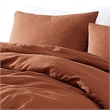 Benjara Edge 4 Piece Queen Size Duvet Comforter Set- Washed Linen- Rust Orange