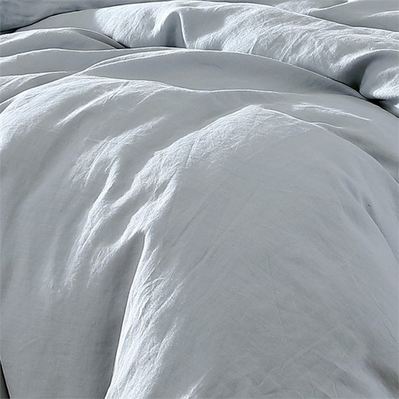 Benjara Edge 4 Piece King Size Duvet Comforter Set- Washed Linen- Light Blue