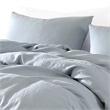 Benjara Edge 4 Piece King Size Duvet Comforter Set- Washed Linen- Light Blue