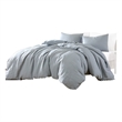 Benjara Edge 4 Piece King Size Duvet Comforter Set- Washed Linen- Light Blue