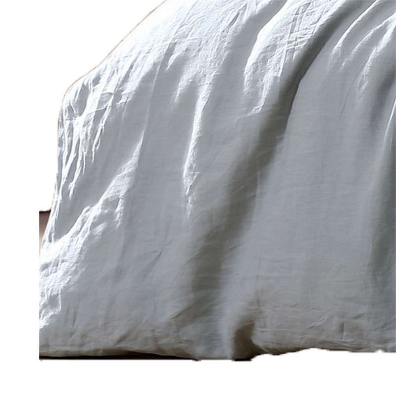 Benjara Edge 4 Piece King Size Duvet Comforter Set- Washed Linen- Light Blue