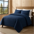 Benjara Jose 3 PC Queen Size Comforter Set- Matching Shams- Jacquard Navy Blue