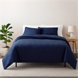 Benjara Jose 3 PC Queen Size Comforter Set- Matching Shams- Jacquard Navy Blue
