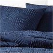 Benjara Jose 3 PC Queen Size Comforter Set- Matching Shams- Jacquard Navy Blue