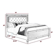 Benjara Reff King Size Bed- Button Tufted Gray Fabric - Modern Wood Panel