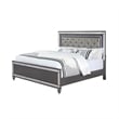 Benjara Reff King Size Bed- Button Tufted Gray Fabric - Modern Wood Panel