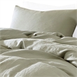 Benjara Edge 4 Piece King Size Duvet Comforter Set- Washed Linen- Sage Green