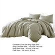 Benjara Edge 4 Piece King Size Duvet Comforter Set- Washed Linen- Sage Green