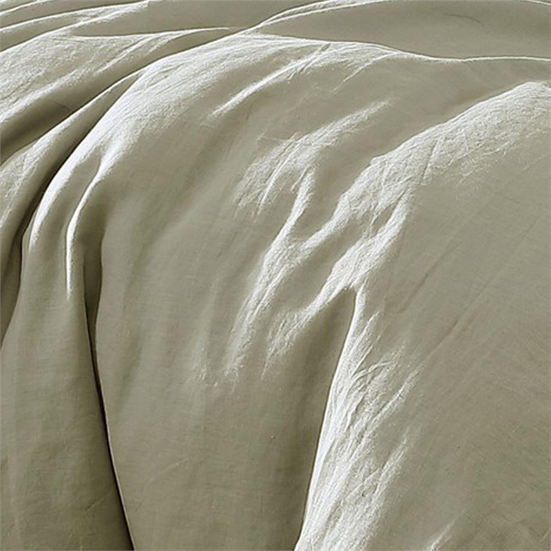 Benjara Edge 4 Piece King Size Duvet Comforter Set- Washed Linen- Sage Green