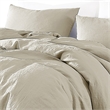 Benjara Edge 4 Piece King Size Duvet Comforter Set- Washed Linen- Oatmeal Beige