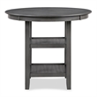 Benjara Ceri 5pc Round Counter Dining Table & Chair Set- Gray Wood- White Fabric