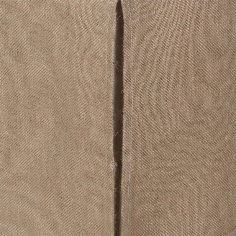 Benjara Kuma Full Bed Skirt-Spilt Corners-Burlap Drop-Polyester Platform-Brown