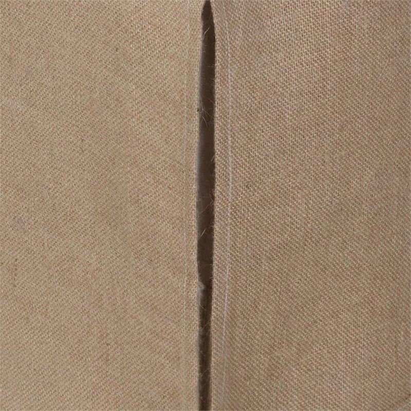 Benjara Kuma King Bed Skirt-Spilt Corners-Burlap Drop-Polyester Platform-Brown
