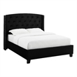Benjara James King Size Bed- Platform Style- Button Tufted Black Velvet