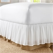 Benjara Twin Bed Skirt & Cotton Voile Drop - Ruffled Edge- White