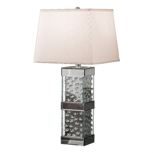 Benjara 26&quot Table Lamp- Empire Shade- Crystal Glass Stand- Clear Finish