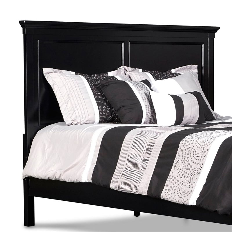 Benjara Umi King Size Bed- Classic Panel Design with Molded Details- Black Wood