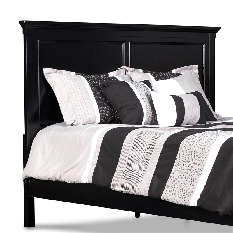 Benjara Umi Full Size Bed- Classic Panel Design with Molded Details- Black Wood