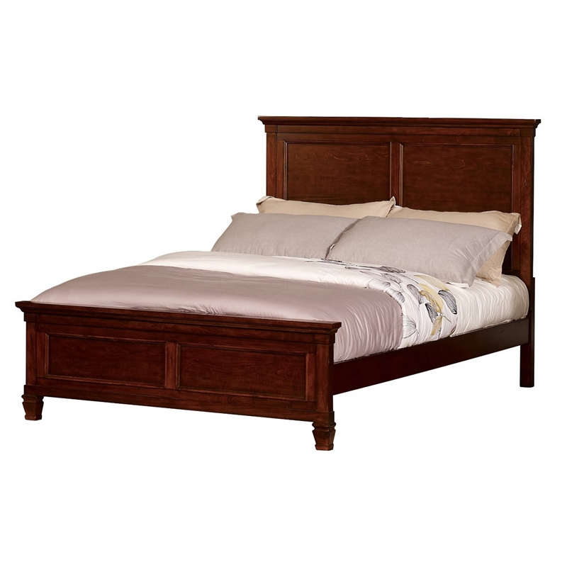 Benjara Umi Full Size Bed- Classic Panel Design with Molded Details- Brown Wood