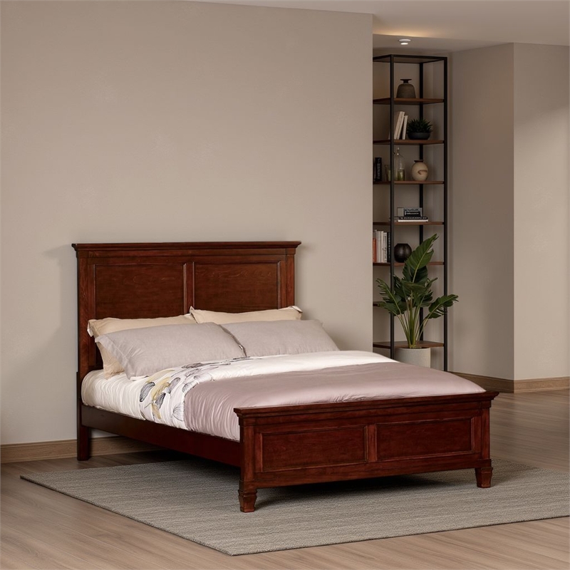 Benjara Umi Twin Size Bed- Classic Panel Design with Molded Details- Brown Wood
