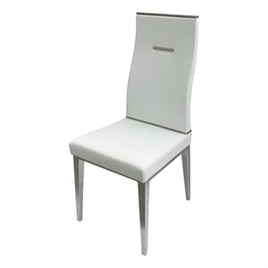 Benjara Bea 20&quot Dining Chair- Set of 4- Stainless Steel- Faux Leather- White