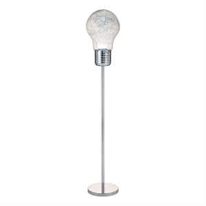 Benjara Zoom 66&quot Floor Lamp- Globe Glass Shade in a Bulb Design- Silver