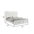Benjara Aver Queen Size Bed- Transitional Carved Panel Design- White Wood Finish