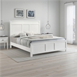 Benjara Aver Queen Size Bed- Transitional Carved Panel Design- White Wood Finish