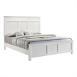 Benjara Aver Queen Size Bed- Transitional Carved Panel Design- White Wood Finish