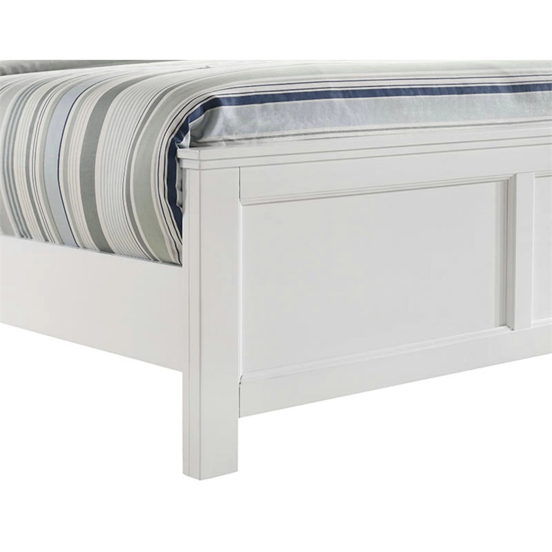 Benjara Aver Full Size Bed- Transitional Carved Panel Design- White Wood Finish