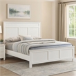 Benjara Aver Full Size Bed- Transitional Carved Panel Design- White Wood Finish